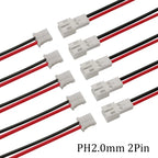 PH 2.0mm Pitch 2 Pin Male Female Cable Connector Micro PH 2P Plug Jack Socket Terminals Wire Cables Connectors 26AWG