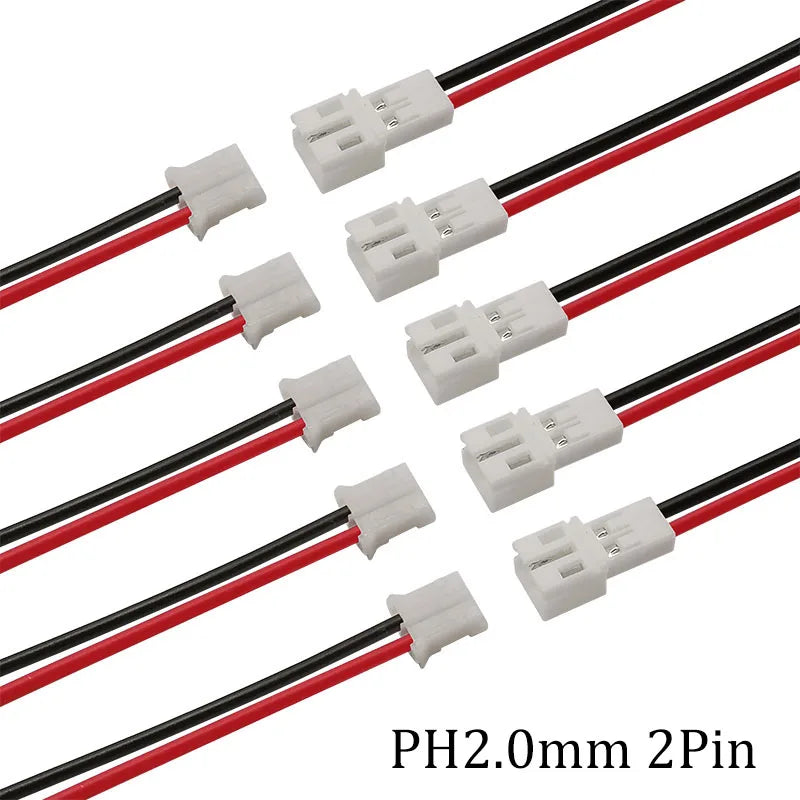 PH 2.0mm Pitch 2 Pin Male Female Cable Connector Micro PH 2P Plug Jack Socket Terminals Wire Cables Connectors 26AWG