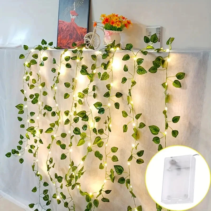 2M 20 LED Green Leaf String Light Garden Lights New Year Decorations String Lamp Wedding Thanksgiving Christmas Decoration