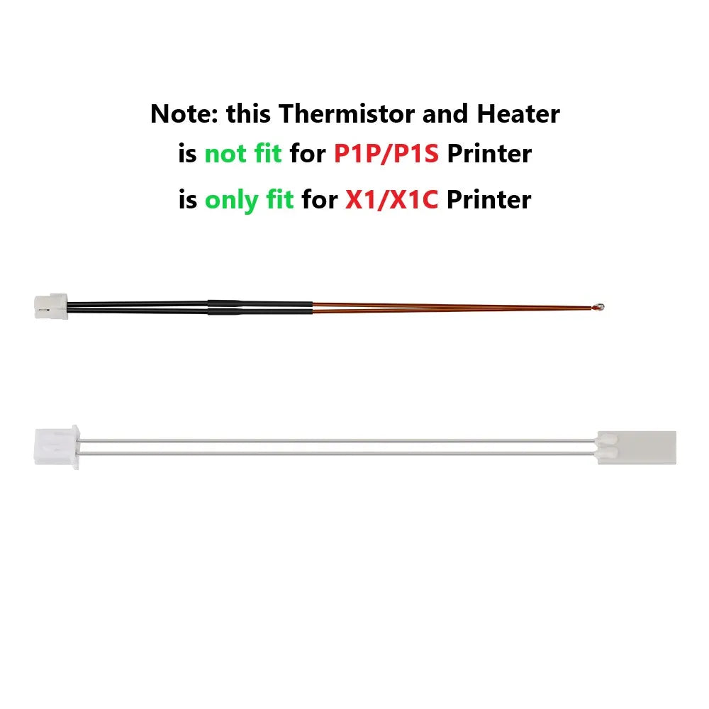 For Bambu Lab Hotend V2.0 V3.0 Kit X1C P1P Thermistor & Ceramic Heater Plate Hotend V3 Heater Cartridge 24V 50W 3D Printer Parts