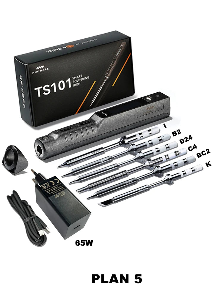 Miniware TS101 Soldering Iron Electric 65W Temperature Programmed LCD New Upgraded TS100 With Soldering Tip Set