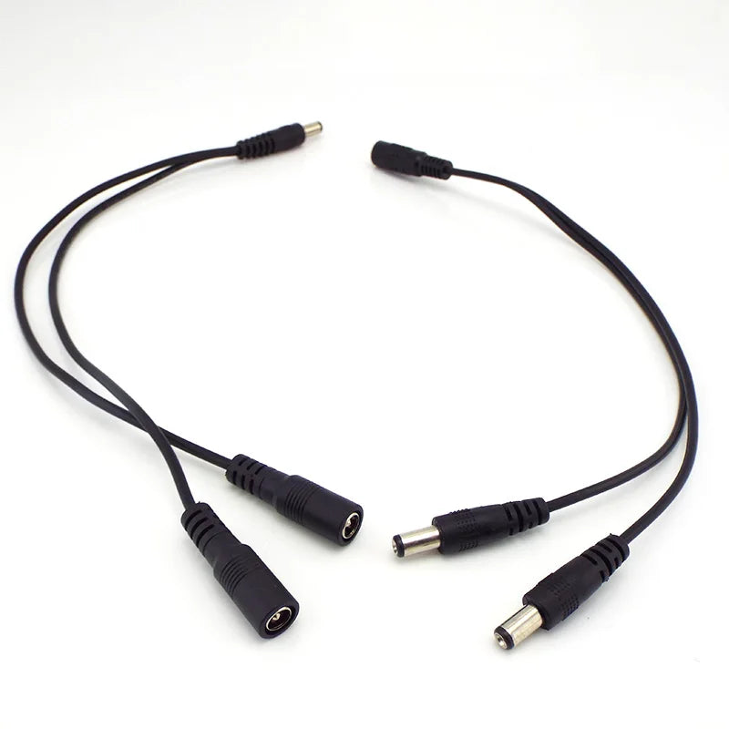 1 Female To 2 Male and 1 Male To 2 Female Plug Jack Splitter Connector Supply DC Power Cable For CCTV Camera LED Strip