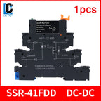 LCTC 1PCS SSR Solid State Relay DIN Rail Slim Relay Module SSR-41FDD SSR-41FDA DC To AC DC To DC 6A Non-contact Relay With LED