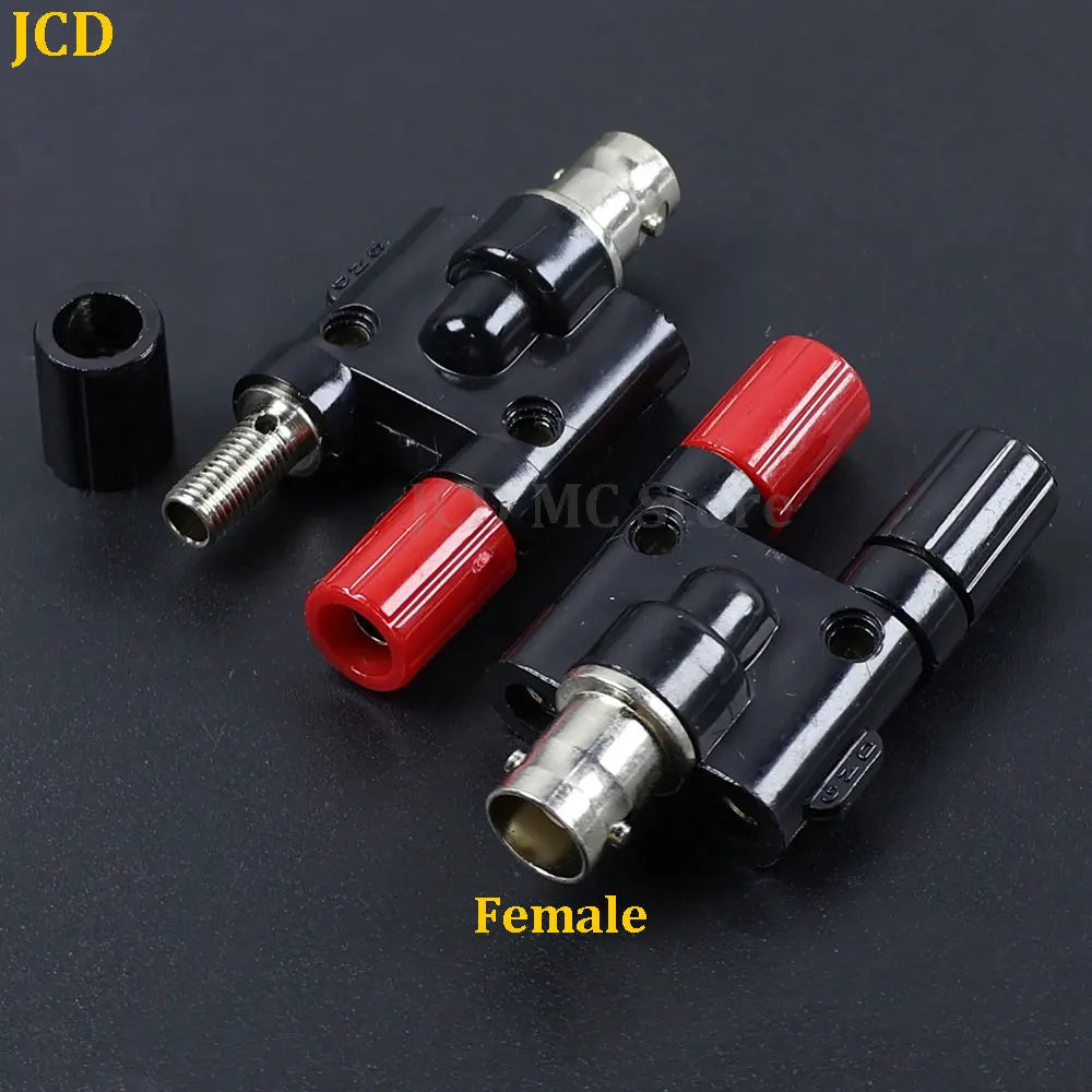 1PC Q9 BNC Adapter BNC Banana To Two Dual 4mm Banana Male Female Jack Coaxial Connector BNC Tee Type 3Way Splitter RF Adapter