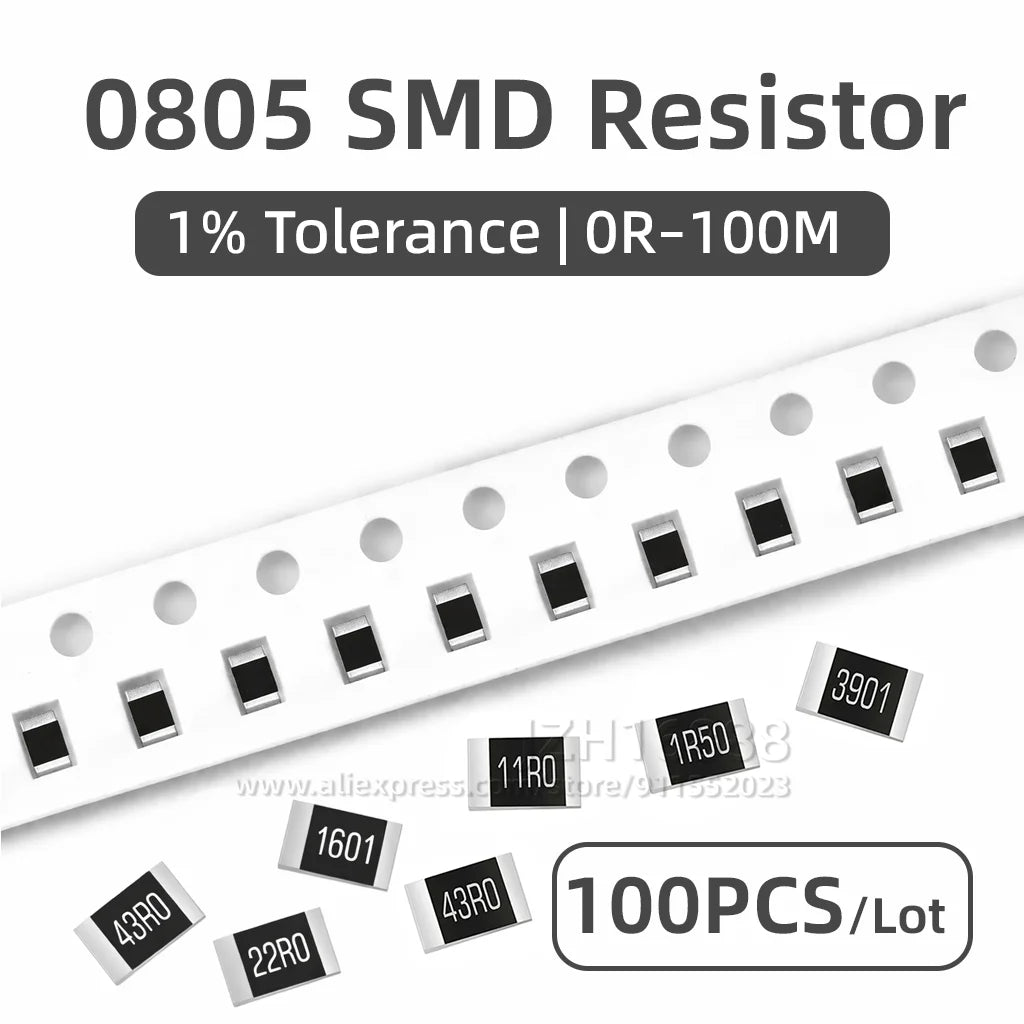 100pcs 0805 SMD resistor 0R ~ 10M 1/8W 0 1 10 100 150 220 330 ohm 1K 2.2K 10K 100K 0R 1R 3.3R 5.6R 100R 150R 220R 330R 1M 10M