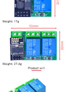 ESP8266 Dual Channel WIFI Relay Module ESP-01 DC5V With Relay Indicator and Reset Button 2 CH relay Boad Low Level Control