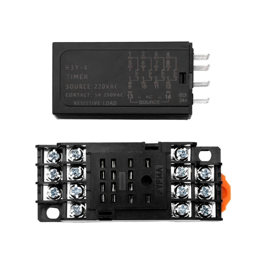 H3Y-4 AC 220V DC 12V DC 24V Time Relay Cycle Time Control Delayer power on delay device Digital Display With Base Power Supply