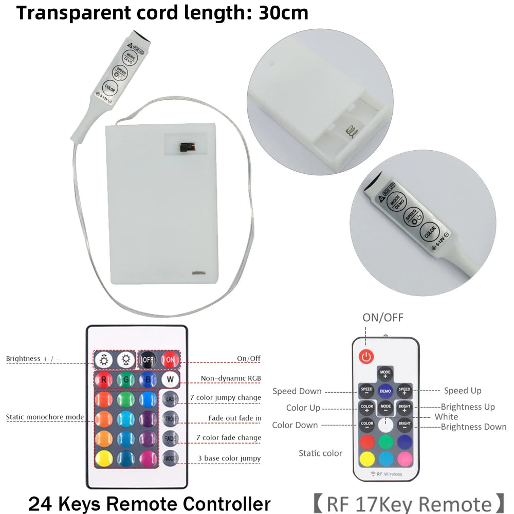 DC 5V RGB LED Strip 5050 30LEDs/m Battery Powered IP21/IP65 IR RF Remote Control Flexible Tape for TV Backlight Room Decor