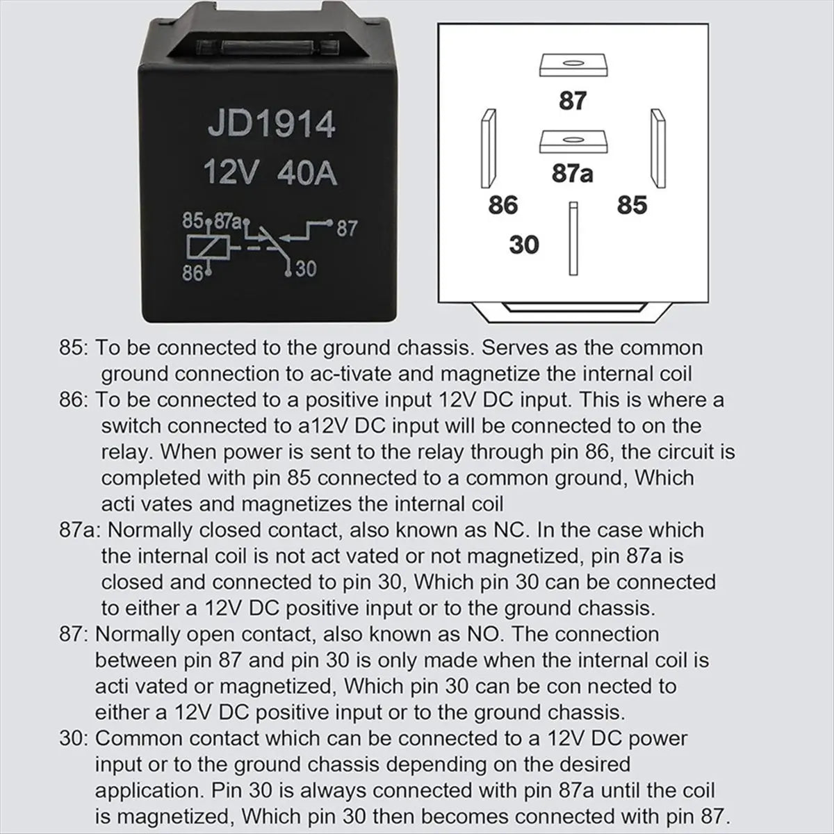 #47Q Relay ,10 Pack 30/40 AMP Waterproof 5-Pin 12V Relay Switch (Black)
