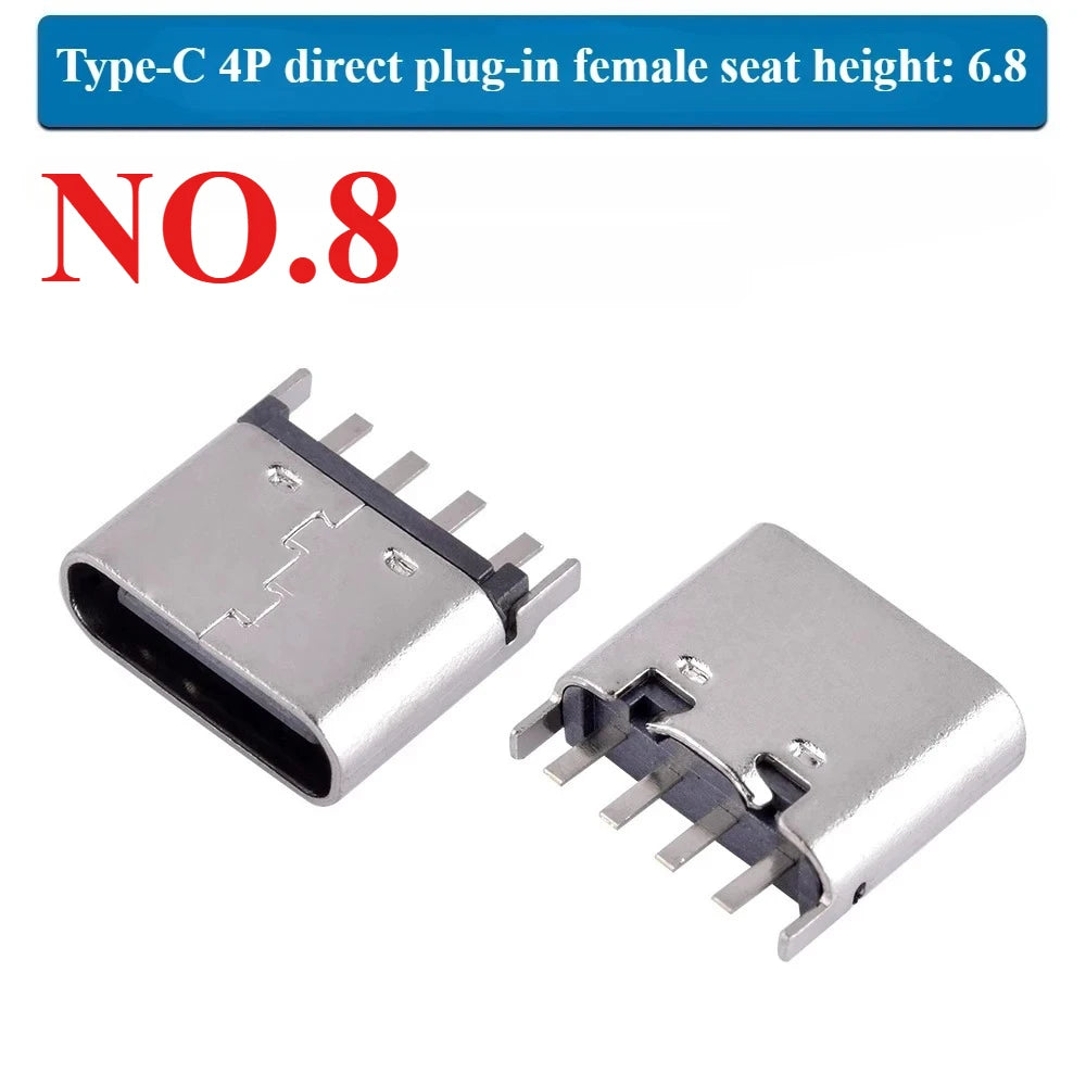 10Pcs USB Connector Type C Female Charging Port Jack 2/4/6/16 Pin Type-C Socket PCB Soldering SMD SMT DIY Repair Type C Adapter