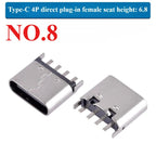 10Pcs USB Connector Type C Female Charging Port Jack 2/4/6/16 Pin Type-C Socket PCB Soldering SMD SMT DIY Repair Type C Adapter