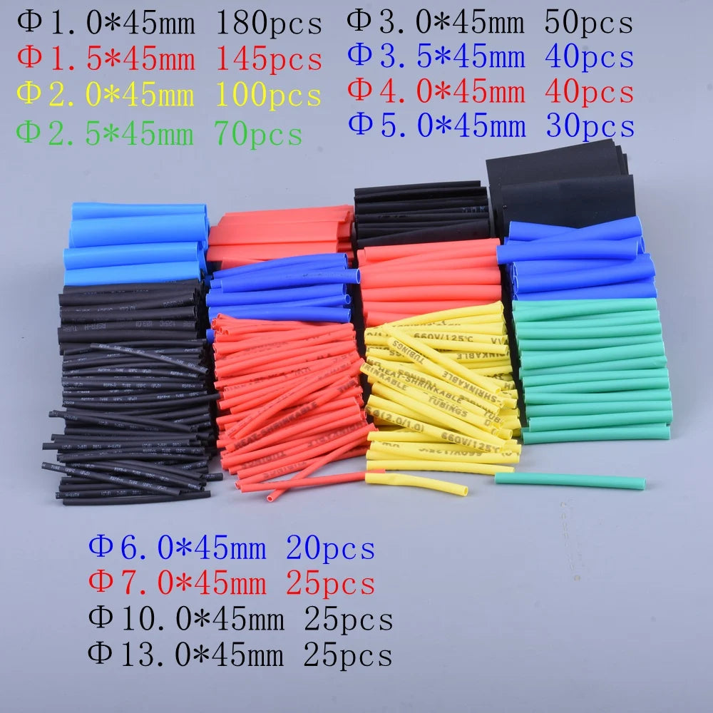 127-800pcs Heat-shrink Tubing Thermoresistant Tube Heat Shrink Wrapping Kit Electrical Connection Wire Cable Insulation Sleeving