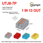Distribution block PTFIX2.5mm² Wire Electrical Cable Connectors Plug-in Terminal Block  Splitter DIN-Rail Mounting Junction Box