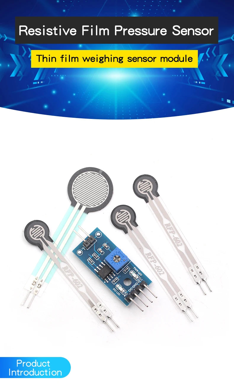 FSR402 Resistive Film Pressure Sensor Force Sensitive Resistor Thin Film RFP602 Weighing Sensor Module