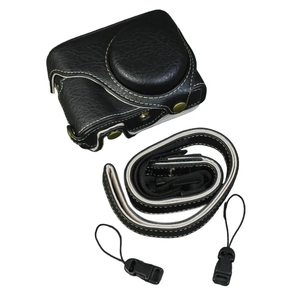 Handmade Leather Case for Panasonic Lumix TZ99 ZS99 Camera Carrying Bag with Adjustable Shoulder Strap
