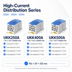 Power Distribution Block UKK250A UKK400A UKK500A 1 In 11 Out Single Pole DIN Rail Electrical Cable Connector Wire Terminal