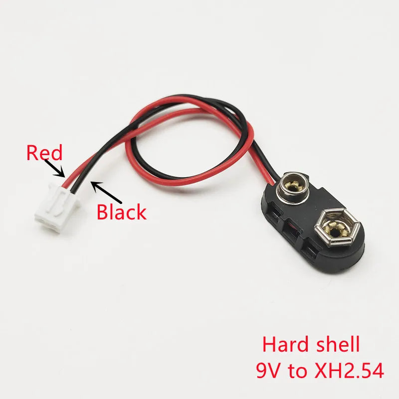 5Pcs 9V Battery Clip to XH2.54 PH2.0 2Pin Terminal Wire 15cm DC Power Adapter Cable Red Black