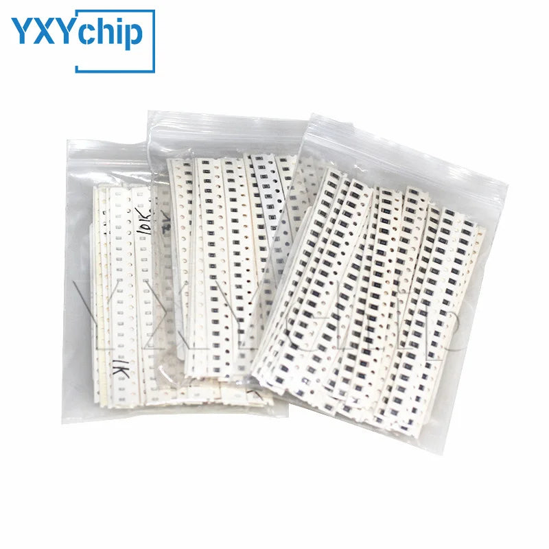 Resistor kit 0201 0402 0603 0805 1206 1210 1812 2512 SMD Resistor package 24/25values*25PCS=600/625PCS 1% Sample Kit Resisor0.1%