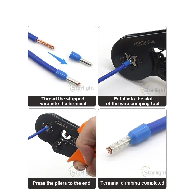 HSC8 6-4A 6-6A VE TE Pliers Self-Adjusting Crimping  Electrical Wire Ferrule Pin Terminal Connectors Crimping Tool Hand pliers
