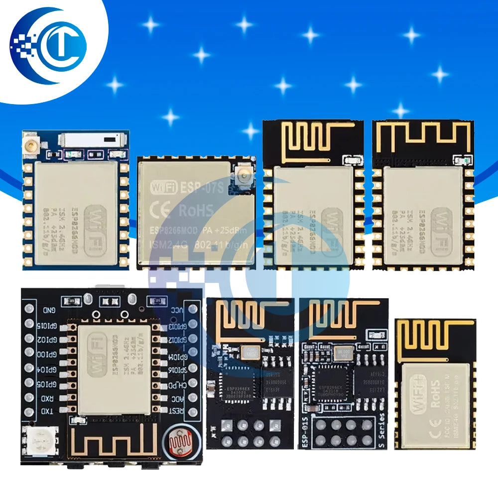 ESP8266 WiFi Wireless Transceiver Module ESP-01/ESP-01S/ESP-07/ESP-07S/ESP-12/ESP-12E/ESP-12F for Arduino DIY Projects