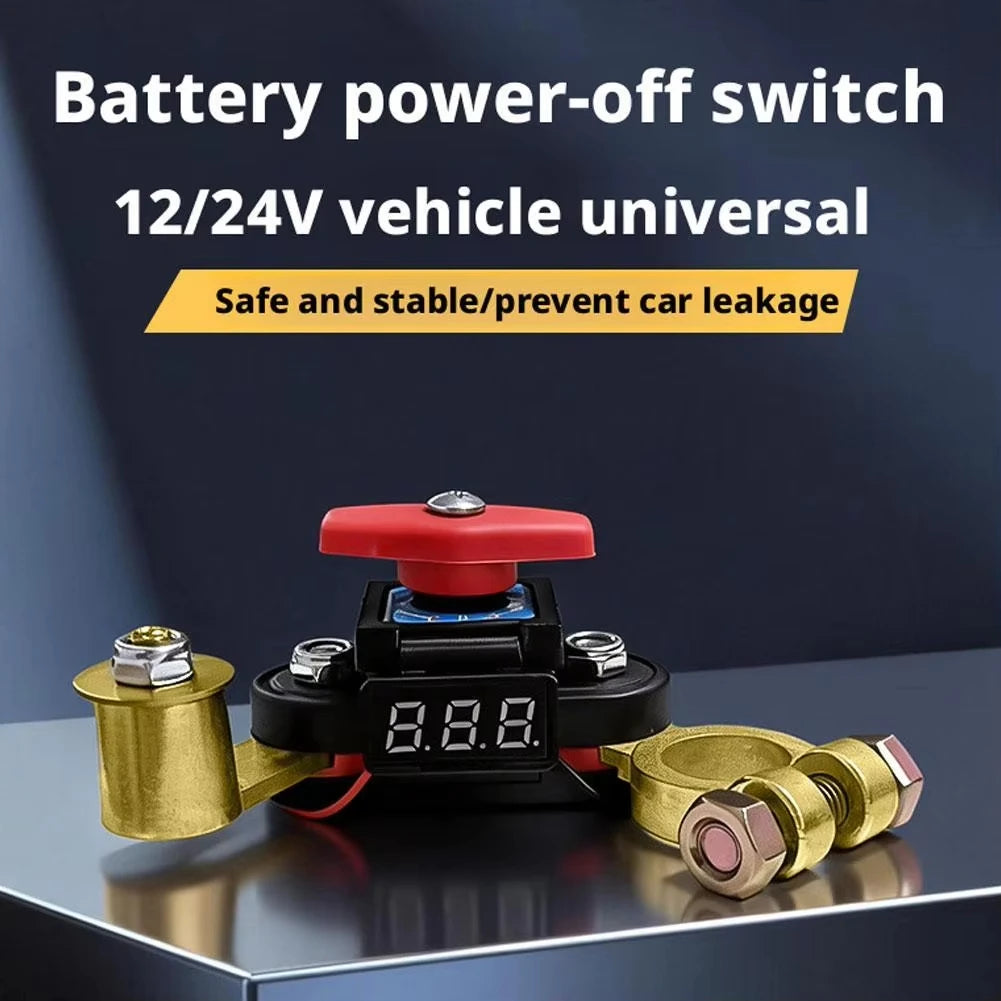 12V 24V Battery Disconnect Switch with Voltage Display Switch & Relays Instant Brass 360 Rotatable for Car Marine Power Protect