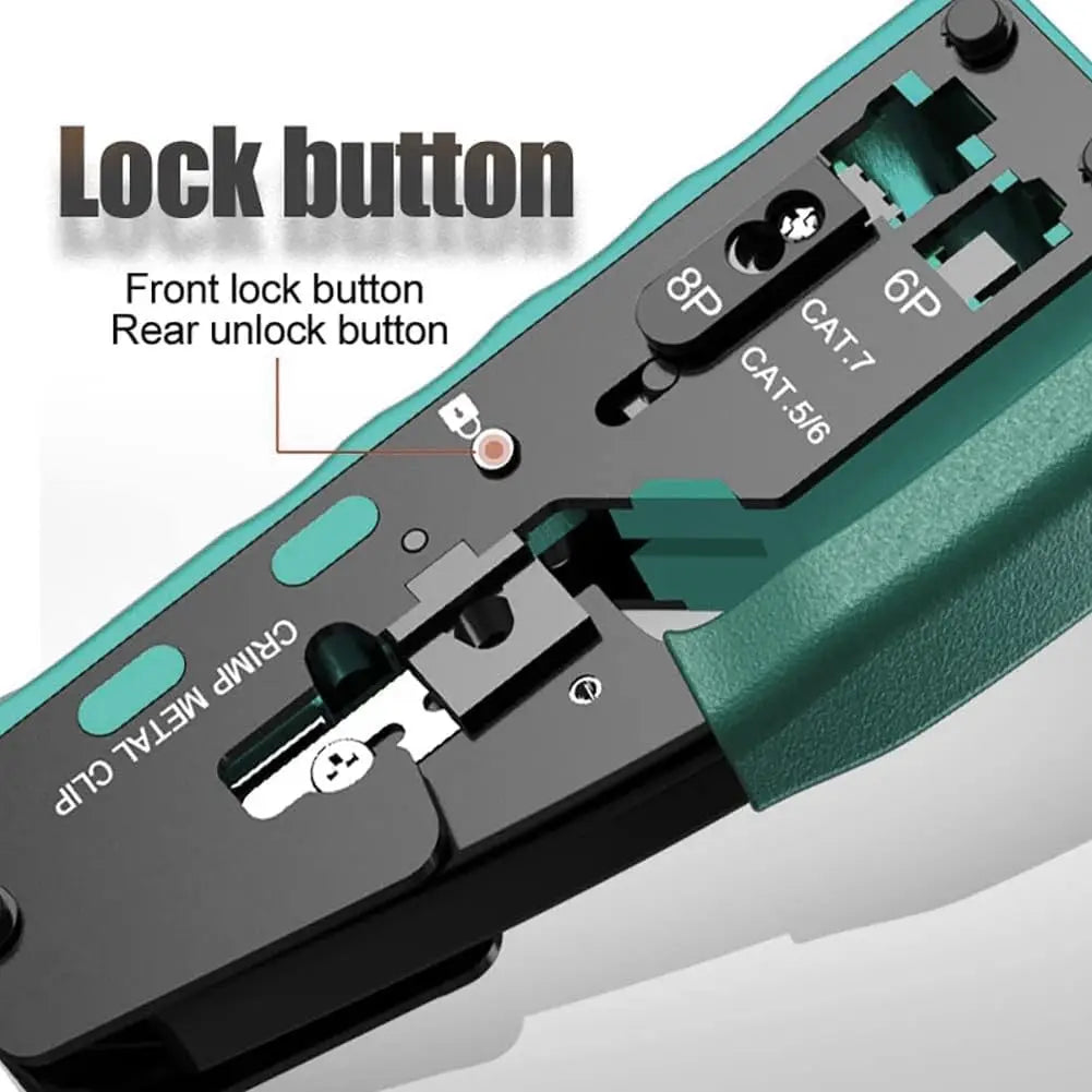 RJ45 Pass Through Crimp Tool, RJ45 Cat5 Cat6 Cat7 Crimping Tool, RJ11 Crimping Tool, Ethernet Network Cable Crimper Stripper