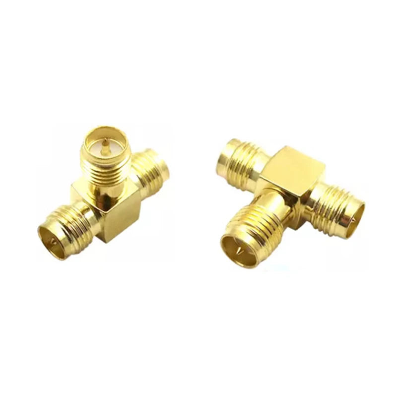 1 Piece RP-SMA Female Plug to 2 Dual RP SMA Female Triple T Type RF Adapter RPSMA 3 Way Splitter Coaxial Cable Connector
