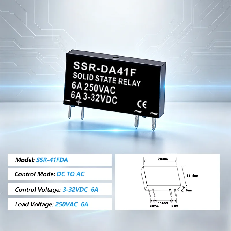 Slim Relay SSR-41FDA SSR-41FDD Solid State Relay 6a Din Rail Relay DC Control AC DC Control DC