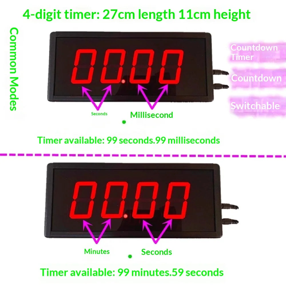 2.3 Inch 4 Digit LED Digital Timer Stopwatch Countdown Clock for Training Speech Competition No Voice
