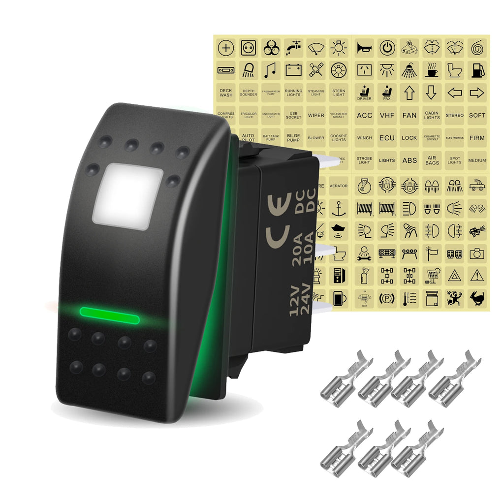 12V 20A White Lens Led Rocker Switch SPST / DPDT / Latching ON-OFF / Momentary (ON)-OFF-(ON) For Carling Switch Replace