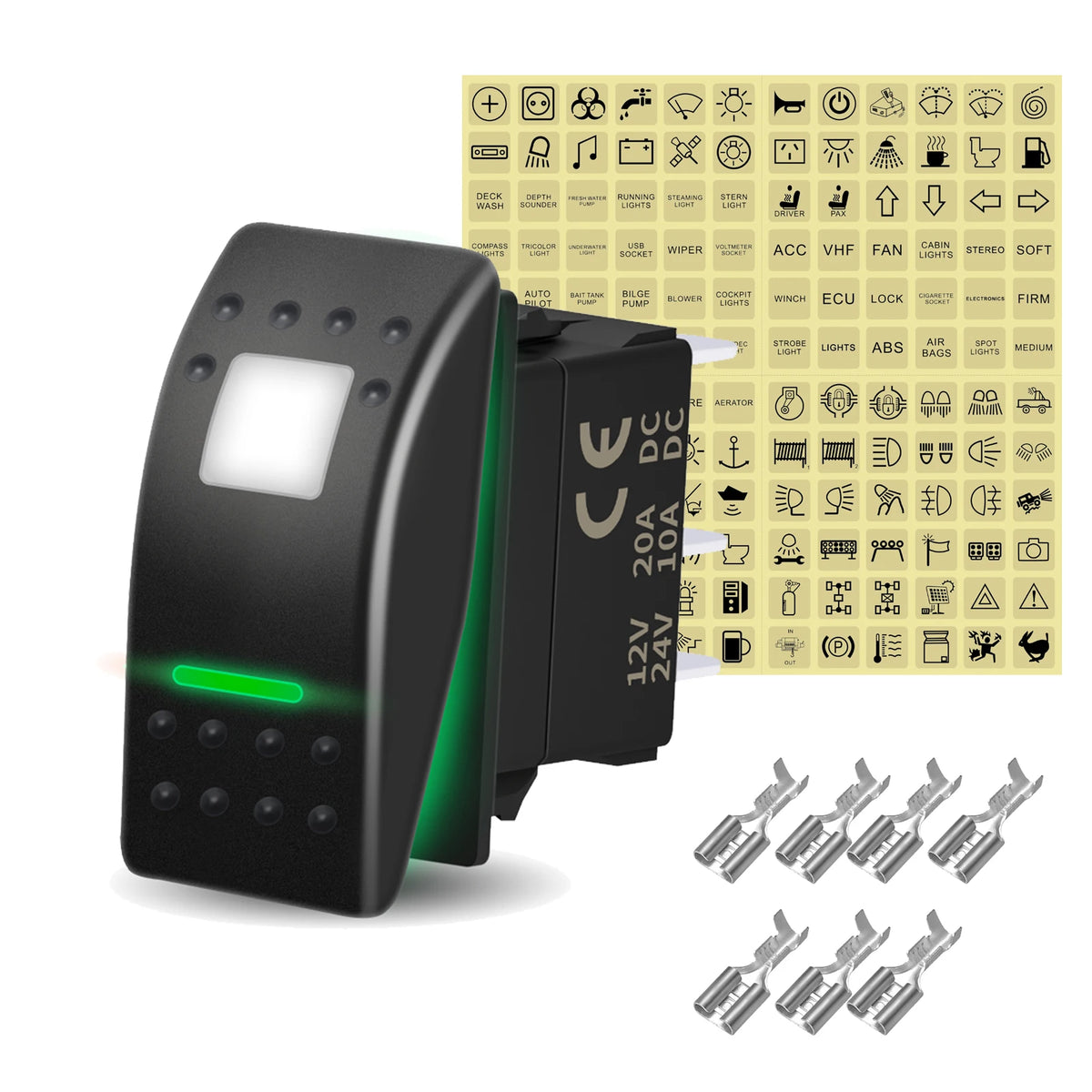12V 20A White Lens Led Rocker Switch SPST / DPDT / Latching ON-OFF / Momentary (ON)-OFF-(ON) For Carling Switch Replace