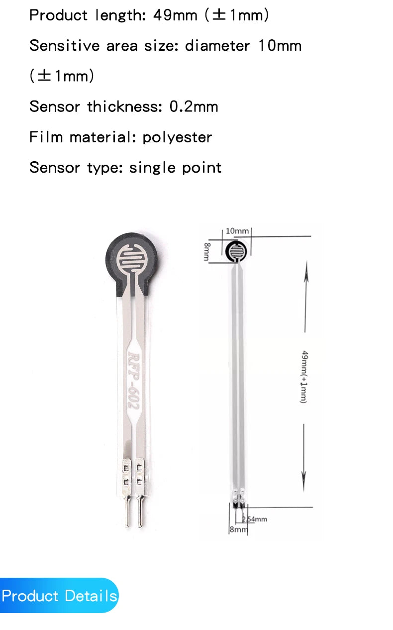 FSR402 Resistive Film Pressure Sensor Force Sensitive Resistor Thin Film RFP602 Weighing Sensor Module