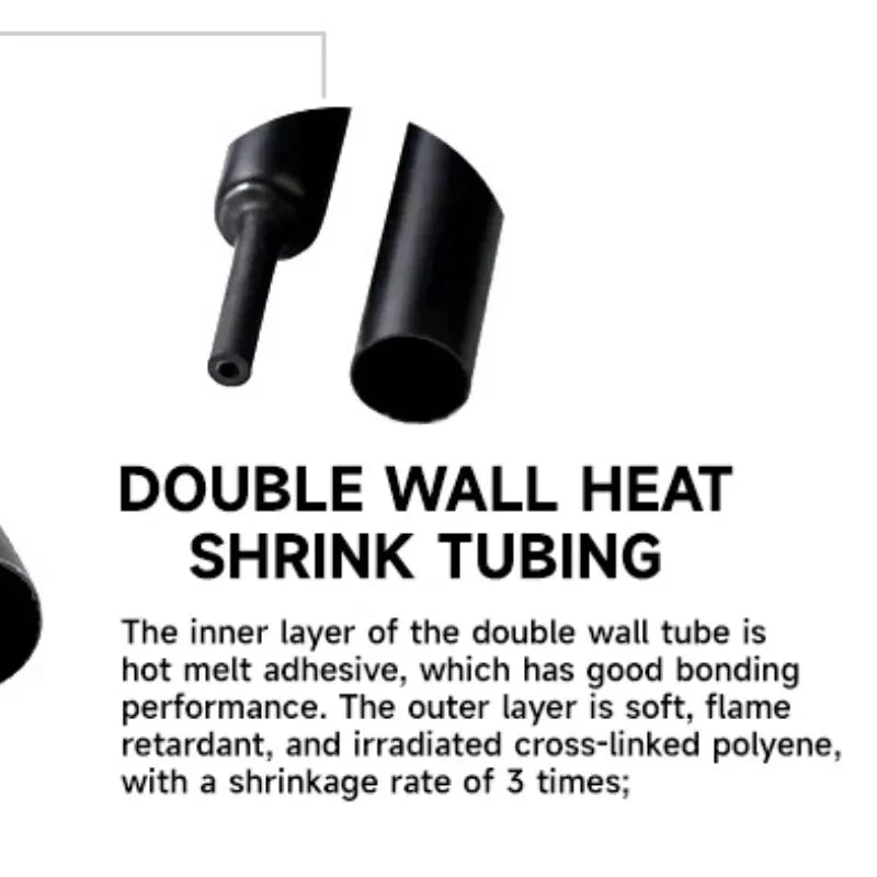 1M/5M 4:1 Black Heat Shrink Tube With Glue Thermoretractile Heat Shrinkable Tubing Dual Wall 4 6 8 12 16 18 20 24 32 36 40 52 72