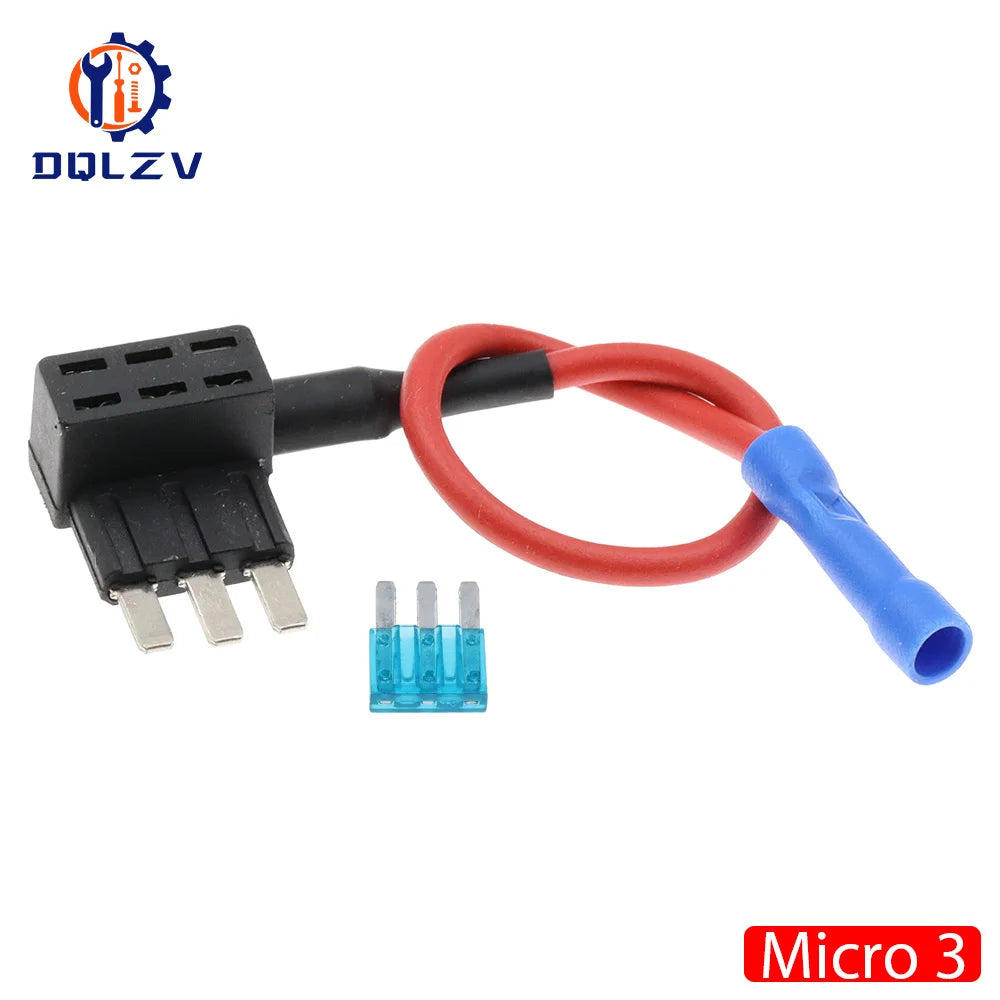 12V Fuse Holder Add-a-circuit TAP Adapter Micro Mini Standard Ford ATM APM Blade Auto Fuse with 10A Blade Car Fuse with holder