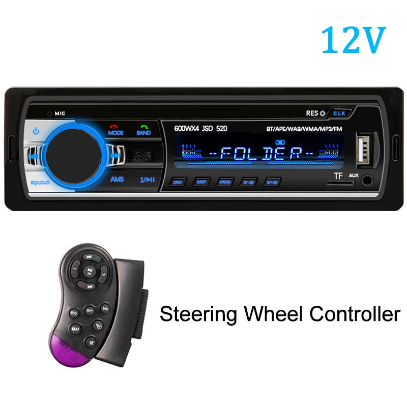 Car Radio 1 Din MP3 Player FM Audio Music USB SD Digital Bluetooth with In Dash Slot AUX Input