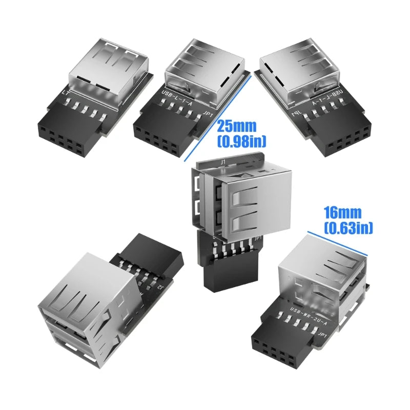 USB2.0 To Motherboards 9Pin Header Adapter Converts Internal 1/2 USB Female To 9pin Connector For Desktop Expansion