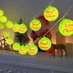 Luminous Xmas Bauble Fairy String Lights, Multipattern Printed Christmas Ball LED Garland, Whimsical Neon Tone Festive Lighting
