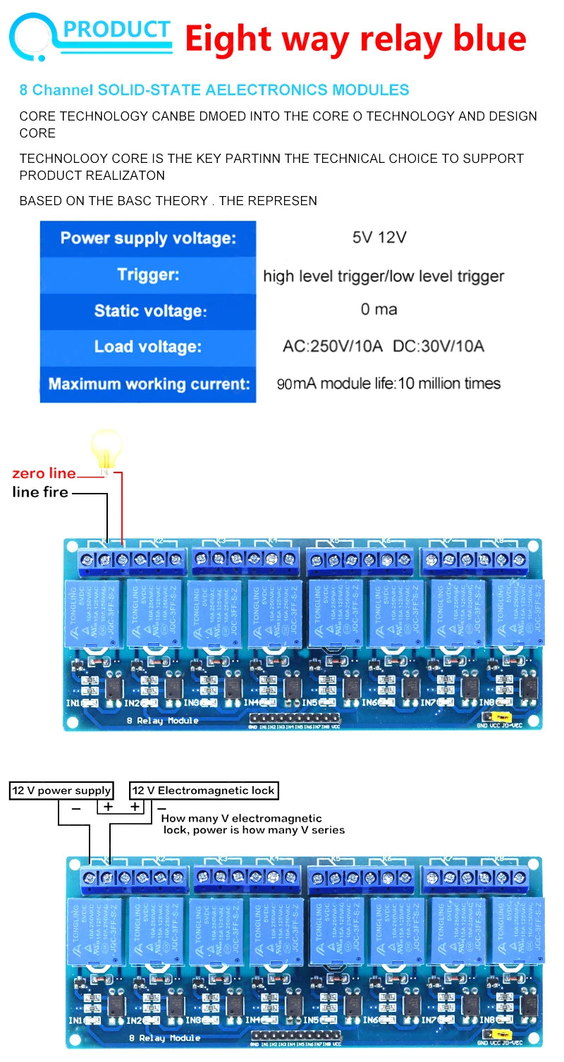 5v 12v 1 2 4 6 8 way relay module for arduino 1 2 4 6 8 channel relay module with optocoupler Relay Output In stock