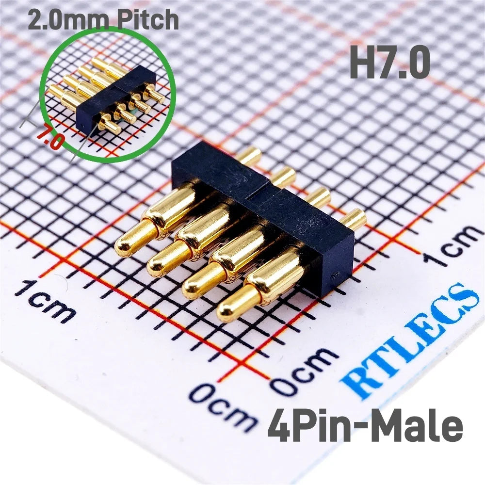 Spring-Loaded Pogo Pin Connector 2.0 mm Pitch 2 3 4 5 6 Pins Through Holes PCB SMD Height 3 4 4.5 7 mm Modular Contact Strip