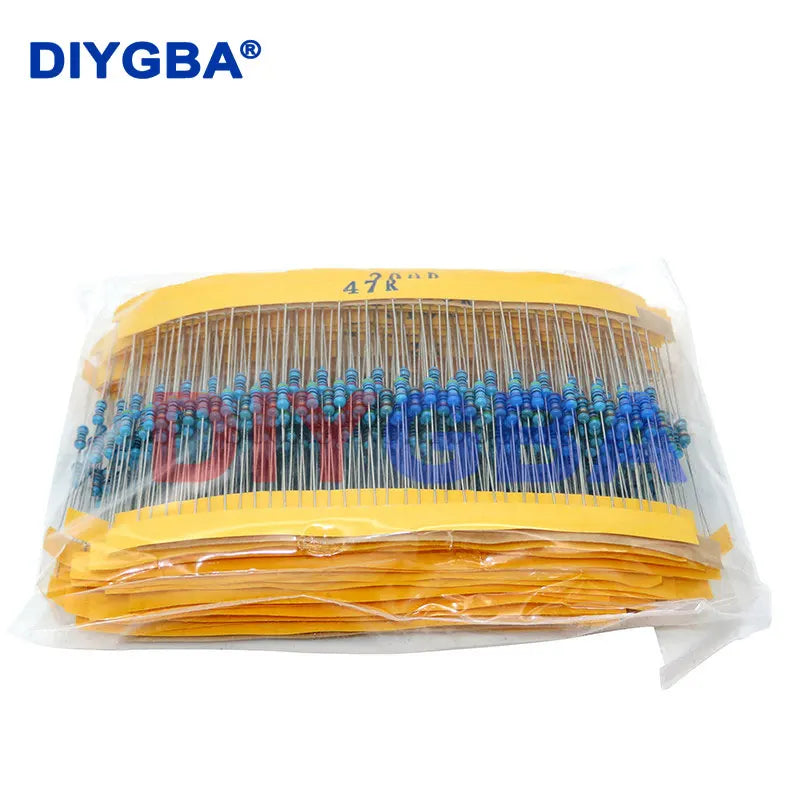 600pcs/set 30 Kinds 1/4W Resistance 1% Metal Film Resistor Pack Assorted Kit 1K 10K 100K 220ohm 1M Resistors 300pcs/set