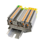 10Pcs/lot PT2.5-TWIN Push-In 3-Conductor Feed-Through Strip Wire Electrical Connector 2.5mm² Din Rail Terminal Block PT2.5-TW