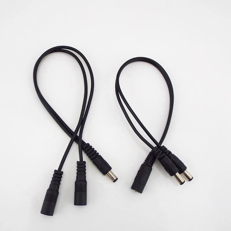 1 Female To 2 Male and 1 Male To 2 Female Plug Jack Splitter Connector Supply DC Power Cable For CCTV Camera LED Strip
