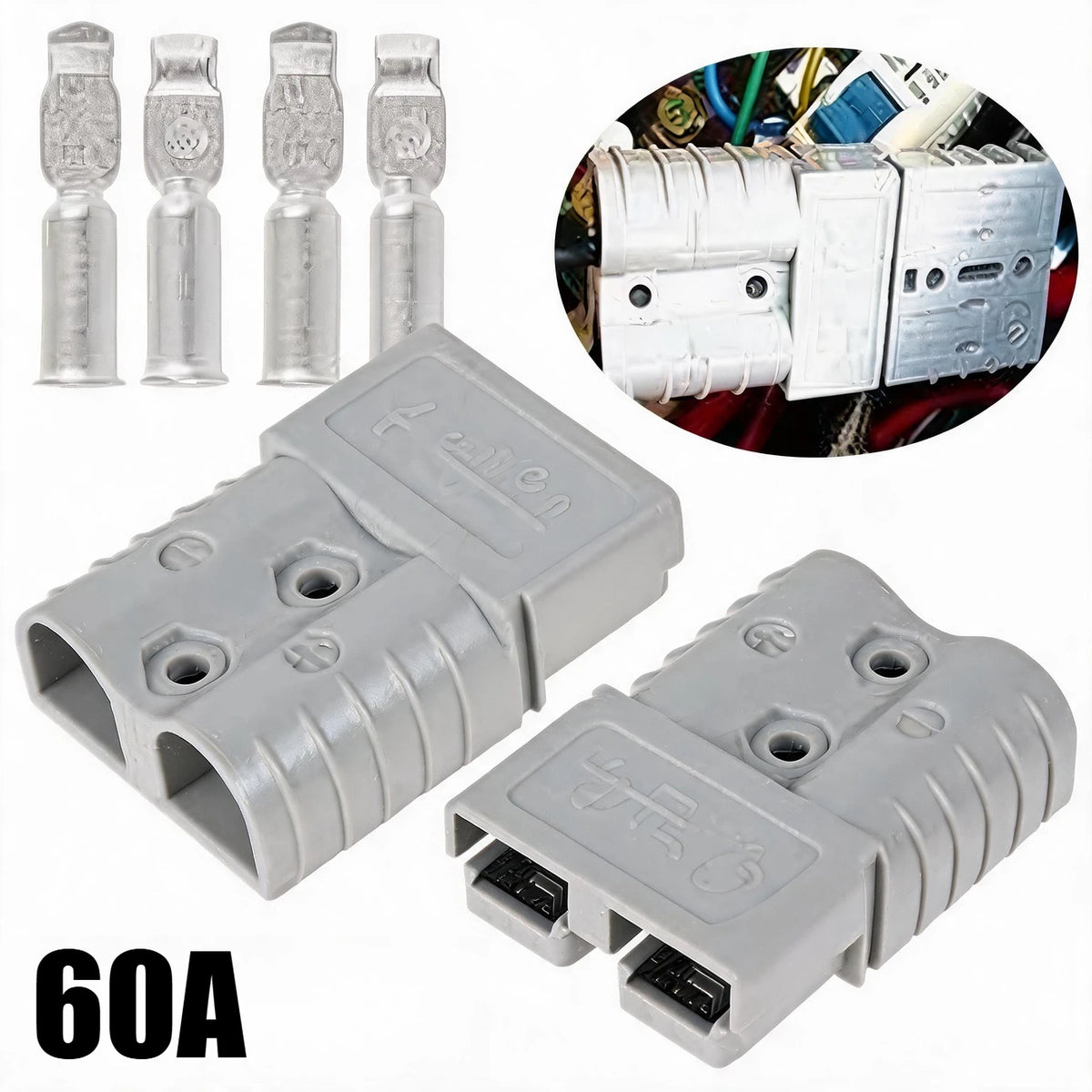 Battery Quick Connect/Disconnect 1-10Pcs Battery Terminal Connectors 2-Pin 50A-600V for Anderson Style Plug Connectors DC