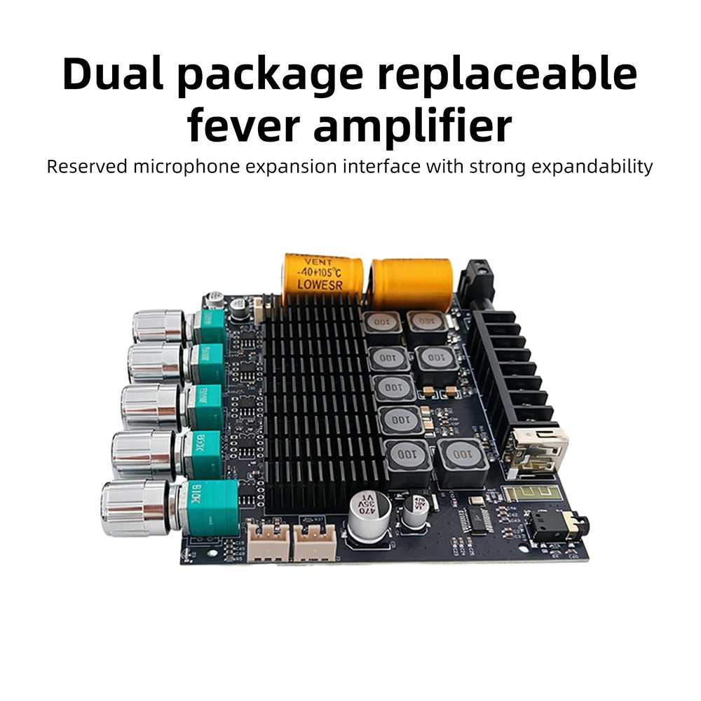 DC12‑24V ZK‑TB22 Audio Amplifier Module 75W+75W+145W+145W 2.2 Channel Bluetooth AUX USB PC Input Treble Bass Adjust