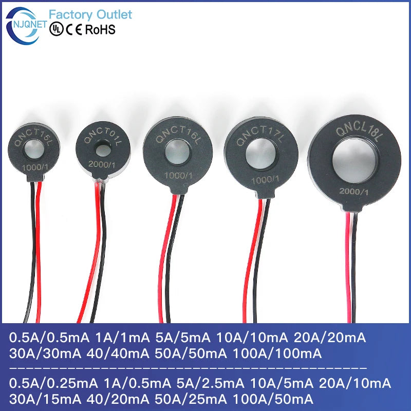 Current Transformer CT QNCT16L 10A 10mA 20A 20mA 30A 30mA 50A 50mA 2000:1 10A 5mA 20A 10mA 100A Micro Current Transducer Sensor