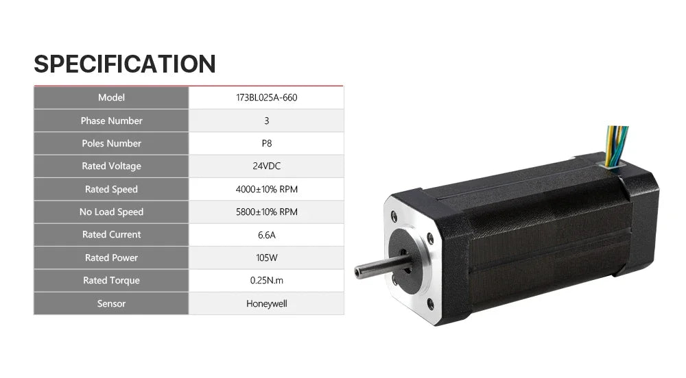 Nema17 105W BLDC Motor 42mm 3-Phase 4000Rpm 24VDC Square Brushless Motor with Hall-Sensor For 3D Printer