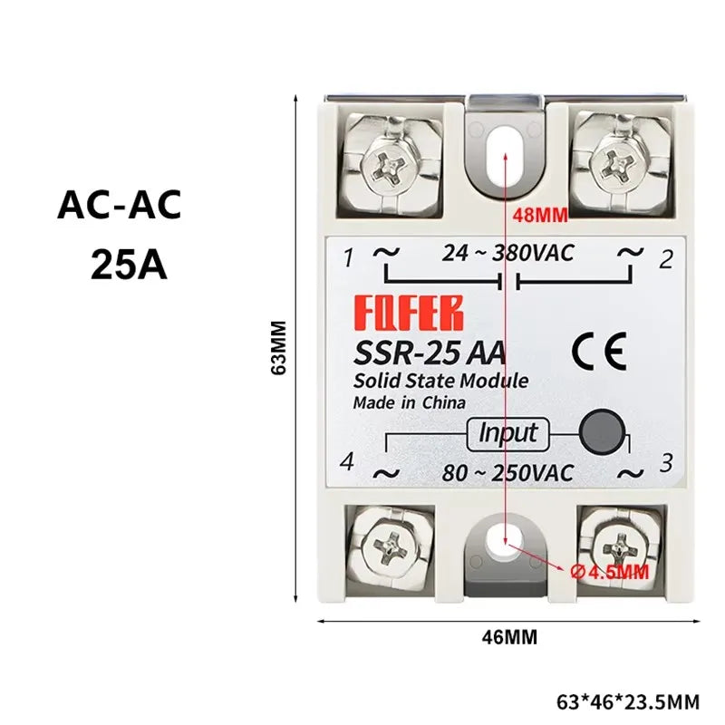 Solid State Relay SSR-40DA AC DC 10A/25A/30A/40A/50A/75A/80A/100A