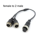 M12 4 Pin core Aviation Head to Aviation Head Male to 2 Female to 2 male Extension Y Splitter Cable Adapter for Camera Connector