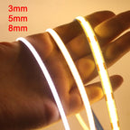 3mm 5mm PCB COB LED Strip Light 5V 12V 24V 320LED 8mm CRI90 Super Bright Flexible LED Tape For Cabinet Home Liner Lighting