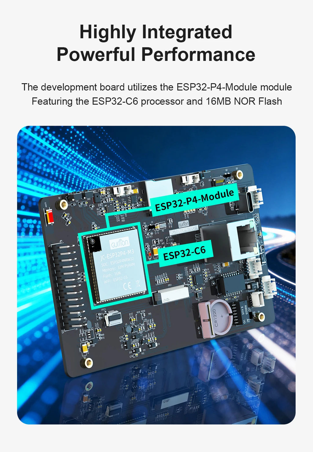 7.0-inch 1024 * 600 IPS capacitive touch ESP32P4 development board ESP32-C6 development board, with housing and camera